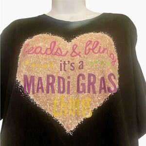 🎉HP🎉Mardi Gras Graphic Tee - Black with Colorful Print- Canvas XL🎉HP🎉